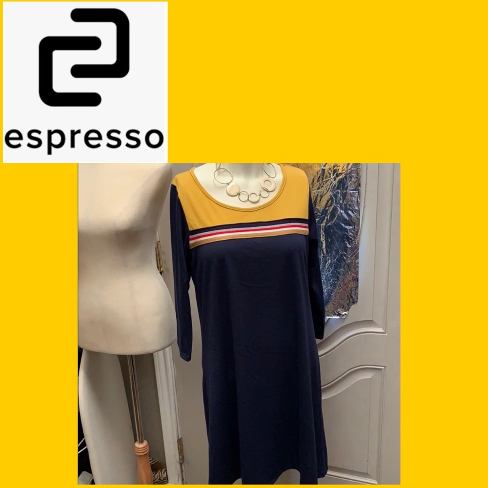 Espresso  Gold/Navy Dress!